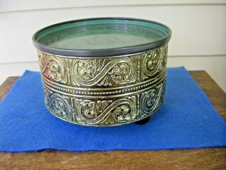 Vintage Guildcraft Gold And Green Detailed Cookie/candy Tin