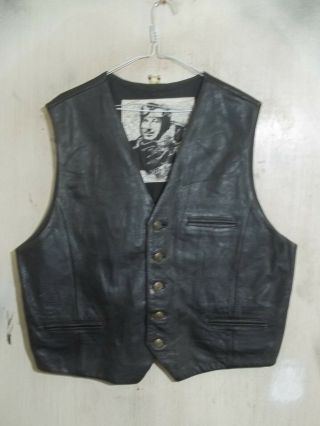 Vintage Distressed Leather Motorcycle Vest Waist Gilet Jacket Size L Western