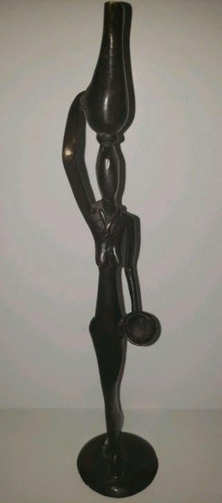 Vintage Bronze Sculpture Of Women From West Africa Carrying Water And Bowl