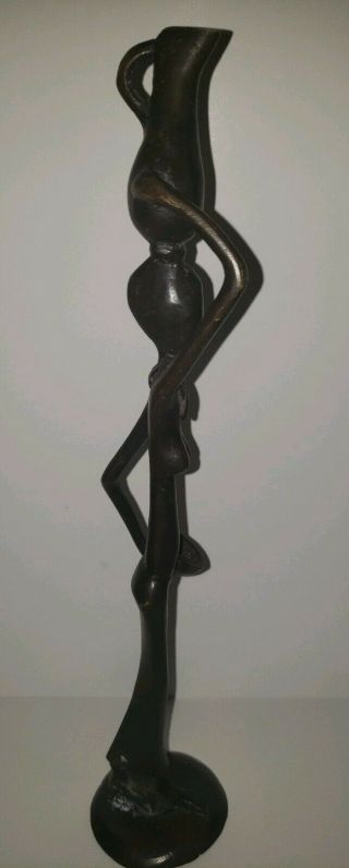 Vintage Bronze Sculpture Of Women From West Africa Carrying Water and Bowl 2