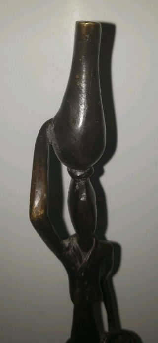 Vintage Bronze Sculpture Of Women From West Africa Carrying Water and Bowl 5
