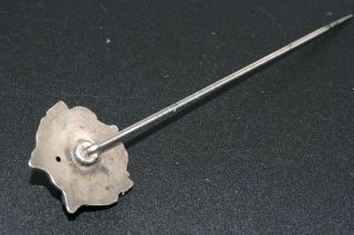 Antique Sterling Silver Puffy Dog Head Ruby Eye Stickpin Pin 5