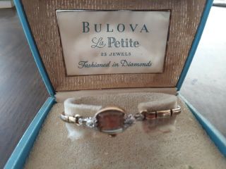 Vintage Ladies Bulova 23 Jewel Wristwatch.  With Case.