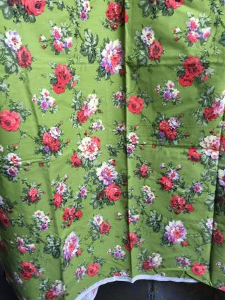 Vintage French Fabric Cotton " Roses Floral " 1950s Upholstery,  Cushions - 1m20x80cms