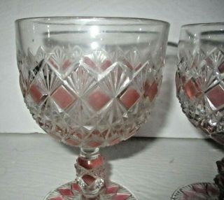 2 EAPG Finecut & Block Goblet King & Sons Cranberry Stain Pink Antique Glass 25 3