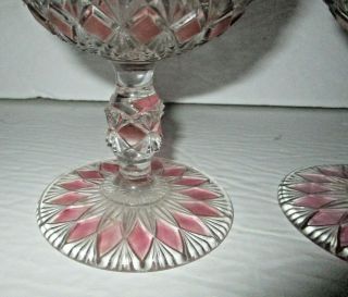 2 EAPG Finecut & Block Goblet King & Sons Cranberry Stain Pink Antique Glass 25 4