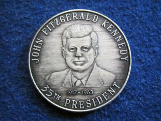 35th President John F Kennedy Sterling Silver Antiqued Medal - U S