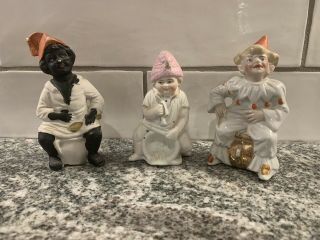 Set Of 3 Antique German Bisque Babies Sitting On Potty