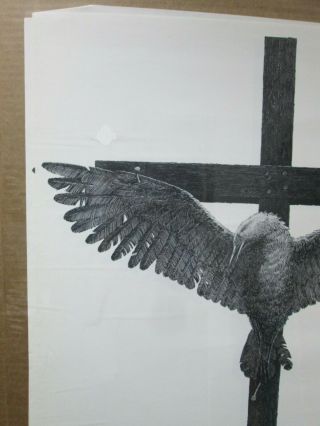 Vintage Black & White Poster Cross Peace Religious Chuck Eckhart 1971 in G4337 3