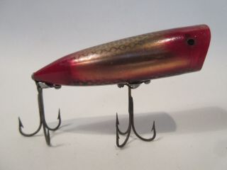 Vintage Heddon Chugger Spook Fish Flash Gold Reflector Red Scale Tough Color