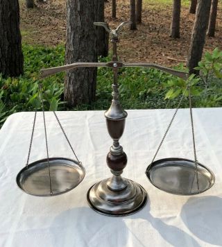 Vintage Silver Weight Scale 16” Balance Justice Lawyer Decor