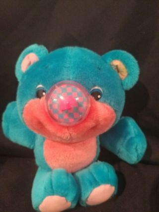 Playskool Nosy Bear Chexter Blue Plush Balloon Nose Vintage Stuffed 1987 Toy
