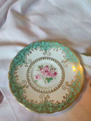 ROYAL STAFFORD BONE CHINA TEACUP AND SAUCER ROSES,  TURQUOISE 3