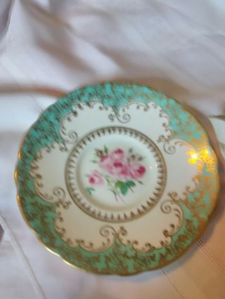 ROYAL STAFFORD BONE CHINA TEACUP AND SAUCER ROSES,  TURQUOISE 4