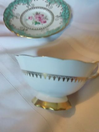 ROYAL STAFFORD BONE CHINA TEACUP AND SAUCER ROSES,  TURQUOISE 6