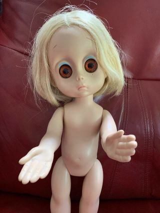Vintage 1965 Hasbro Little Miss No Name Doll Large Big Sad Keane Eyes No Tear