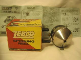 Vintage " Zebco Model 33 " Spinning Reel And Instruction Sheet U.  S.  A.