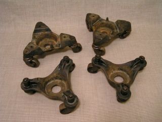 4 Antique Cast Iron Furniture Machinery Moving Dollies Swivel Wheel Casters