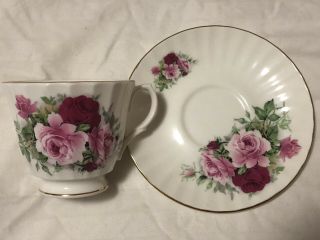Duchess Antique Tea Cup Saucer Pink Roses Porcelain Fine Bone China Gold Trim