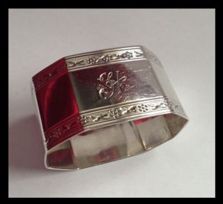 Top Quality Antique Art Deco Hallmarked 1929 Solid Silver Octagonal Napkin Ring.