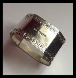 Top quality antique Art Deco hallmarked 1929 solid silver octagonal napkin ring. 4