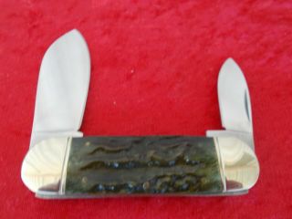 MARBLES Big Sunfish Style Green Jigged Bone 2 - Bladed Pocket Knife 4