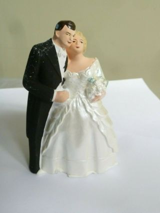Vintage Bride Groom Figurine Marblelike Novelty Co 1949 Cake Topper 1965 Wedding