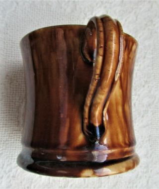 Antique Rockingham Bennington Pottery Coffee Mug Yelloware Splatterware 4