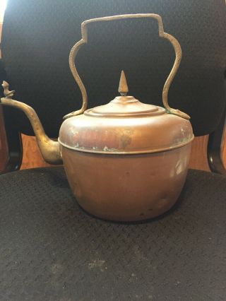 Antique Vintage Copper Brass Tea Pot Kettle Gooseneck Spout Duck
