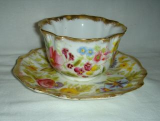 19thC ANTIQUE HAMMERSLEY QUEEN ANNE PATTERN CUP & SAUCER FLOWERS & GOLD GILDING 5