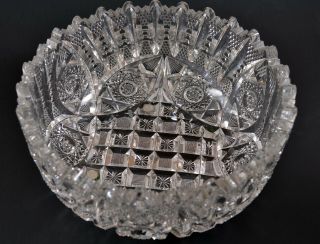 Abp Signed Antique Libbey American Brilliant Period Cut Glass Crystal Bowl 8”