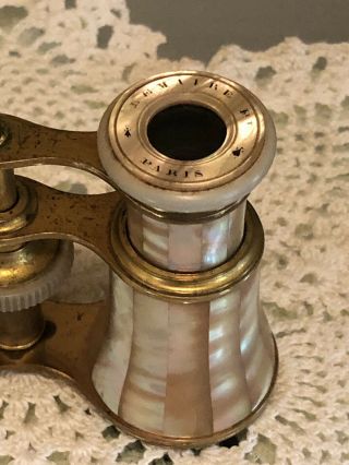 Early Lemaire Paris French Antique Mother Of Pearl Brass Theater Opera Glasses 5