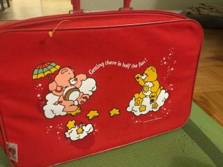Vintage 1983 Care Bears Red Suitcase/overnight Bag Cheer/funshine Bears