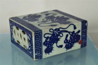 Fine Antique Chinese Blue/white Porcelain Opium Pillow - With Official Seal Mark