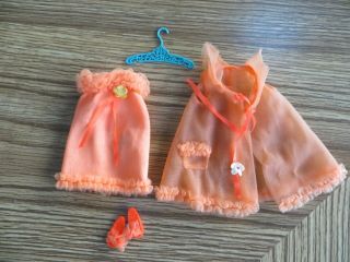 Francie Doll Orange Night Gown And Matching Robe Including " Francie " Hanger