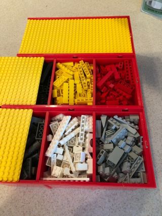 Vintage 1980’s Red Lego Storage Case Dividers,  3 Plates,  Filled 6 Pounds Blocks