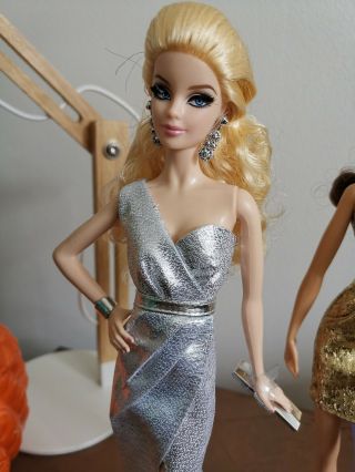 Barbie Collector The Look Gold and Silver Dress Dolls City Shine Mattel 3