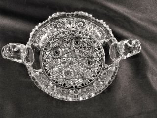 Antique Abp Brilliant Cut Glass Persian Double Handle Nappy Vg Cond