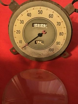 Vintage Antique Ford Speedometer Convex Needle Hot Rod Rat Oem Waltham 100 Mph
