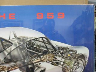 Vintage Porsche 959 Model Poster 1987 Car Garage exploded view Inv G3915 2