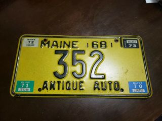 1968 Maine Antique Auto License Plate 1970 1971 1972 1973 Vintage Low 352