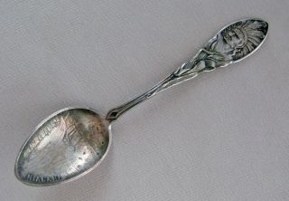 Niagara Falls Native American Chief Handle Sterling Silver Demitasse Spoon;h056