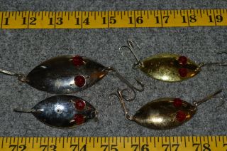 4 Vintage Hofschneider Red Eye Wiggler Fishing Lures