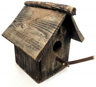 Decorative Handmade Bird House Crafted With Stick Perch Adorable Antiquated Look