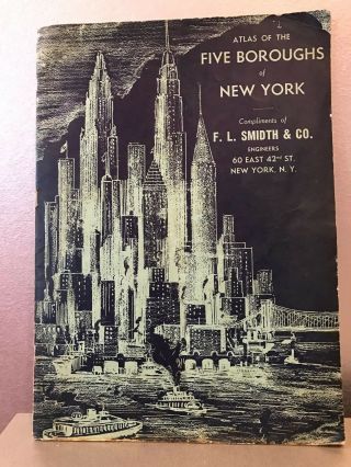 Vintage Atlas Of The Five Boroughs Of York F.  L.  Smidth & Co.  1938 79 Yrs.  Old