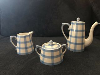 Antique Limoges T & V France Creamer Sugar Bowl Teapot Blue & White