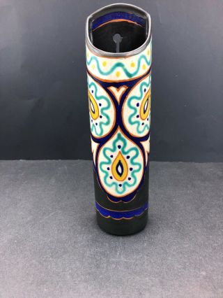 Antique Art Nouveau Zuid Holland Hand Painted Vase Wall Vase