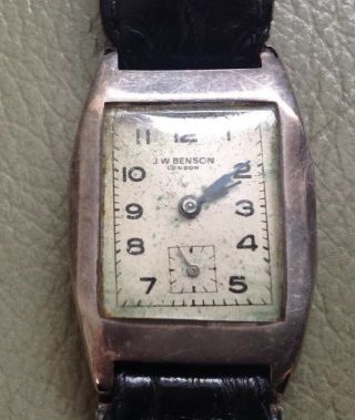 J W Benson Silver Cased 15 Jewel Vintage Watch Circa 1944