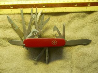 Victorinox Swiss Champ Swiss Army Knife In Red - Bent Tip On Big Blade