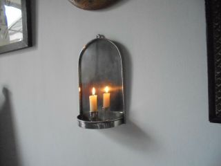 Antique Arts And Craft Metal Wall Hanging Candle Holder